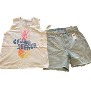 NWT Old Navy Girl's Denim Shorts and Tank Top Size: Shorts/10 Top/10-12